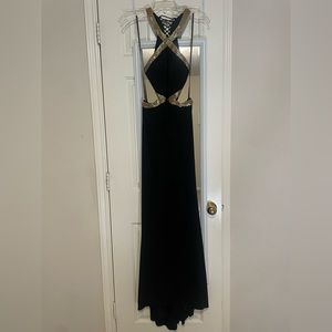 Camille La Vie Sexy Black and Gold Evening Dress